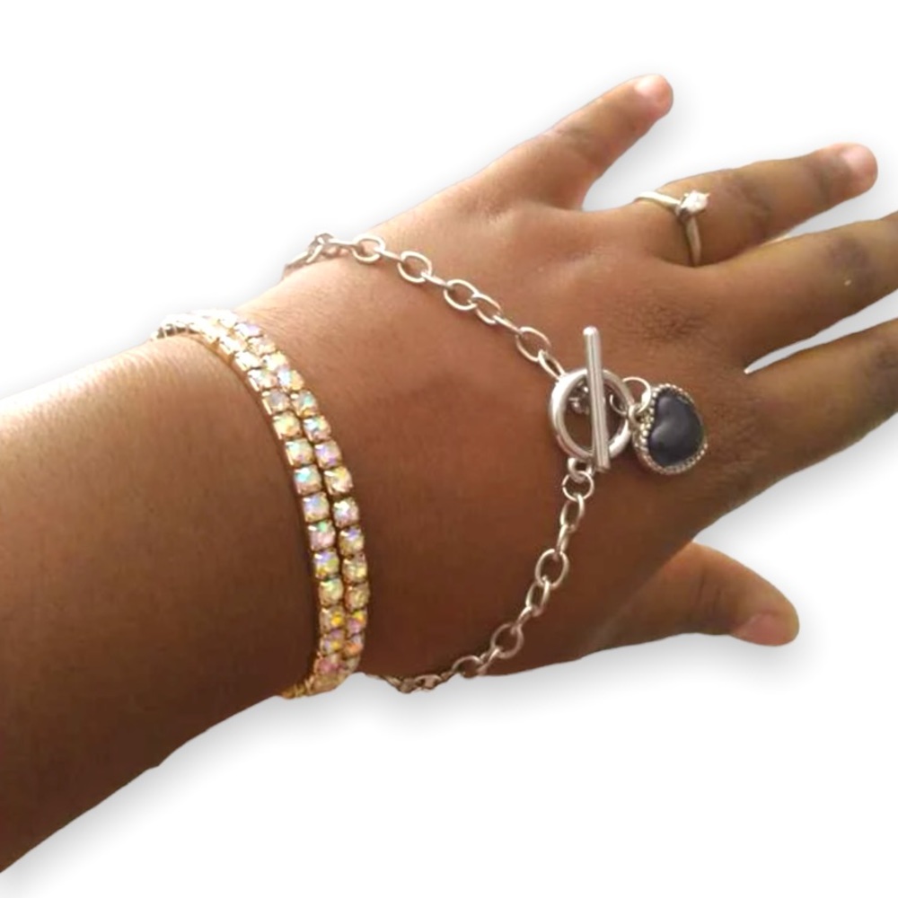 New Y2K Sterling Silver Temperature Heart Charm Mood OT Buckle Chain Bracelet - Picture 9 of 13